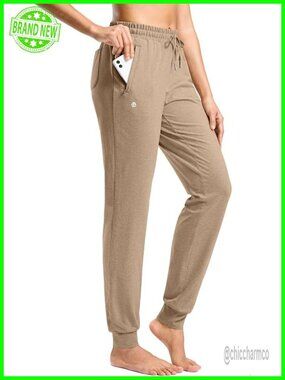 Cotton Joggers with Zipper Pockets Yoga Lounge Athletic Pants Tall Inseam